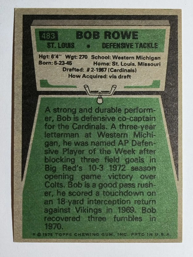 1975 Topps #483 Bob Rowe (EX)