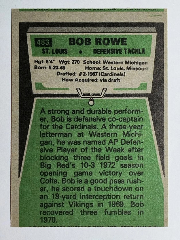 1975 Topps #483 Bob Rowe (EX)
