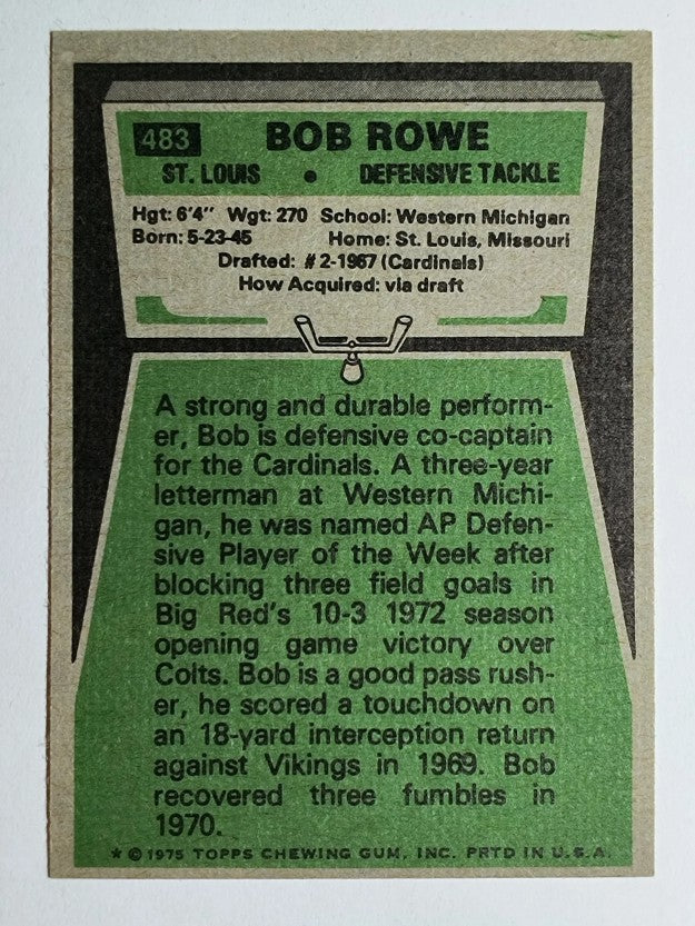 1975 Topps #483 Bob Rowe (EXMT)