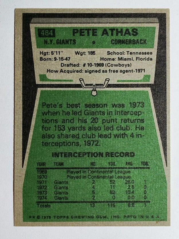 1975 Topps #484 Pete Athas (EXMT)