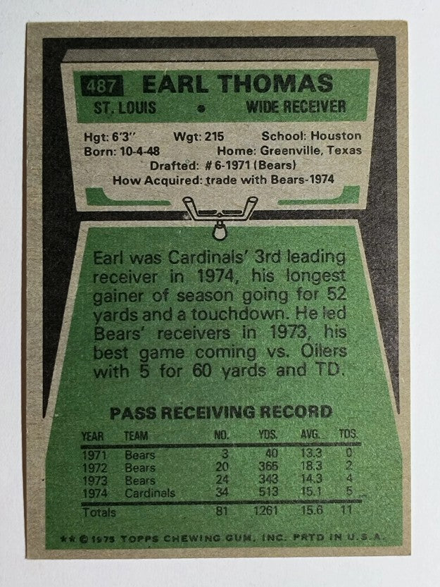 1975 Topps #487 Earl Thomas RC (EX)