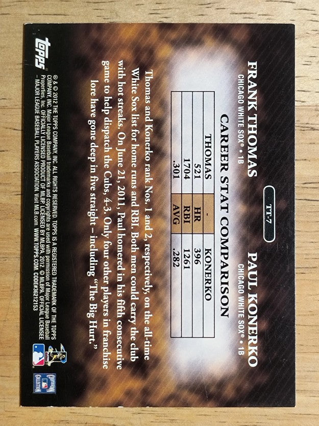 2012 Topps Timeless Talents #TT7 Frank Thomas/Paul Konerko