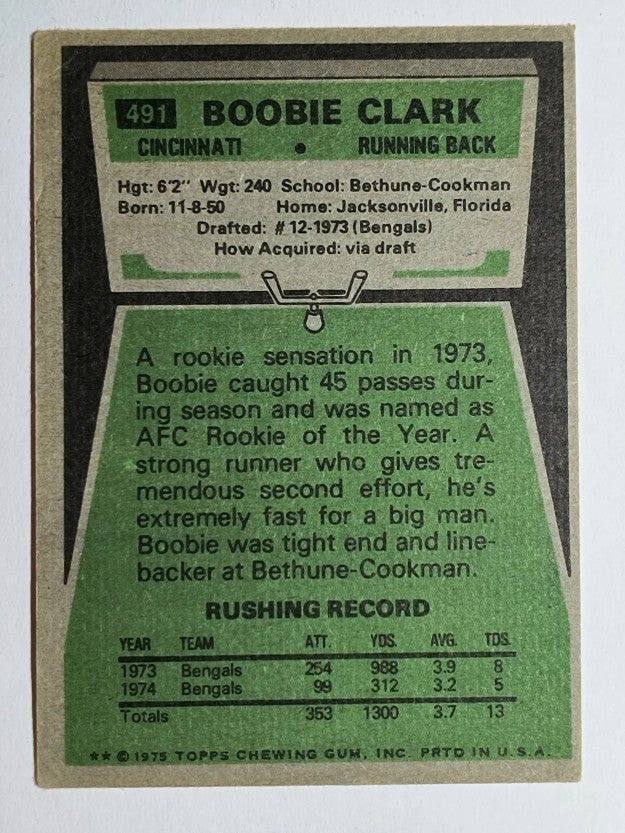 1975 Topps #491 Boobie Clark RC (VG)