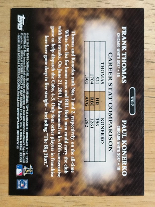2012 Topps Timeless Talents #TT7 Frank Thomas/Paul Konerko