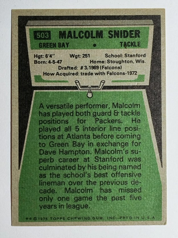 1975 Topps #503 Malcolm Snider (VGEX)