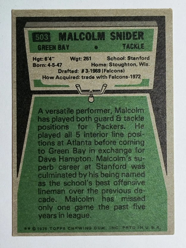 1975 Topps #503 Malcolm Snider (VGEX)
