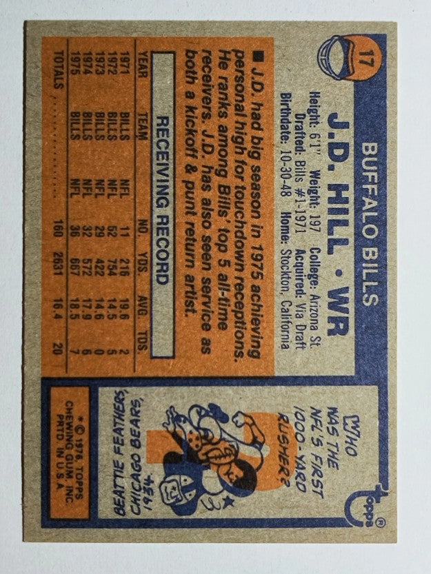 1976 Topps #17 J.D. Hill (NM)