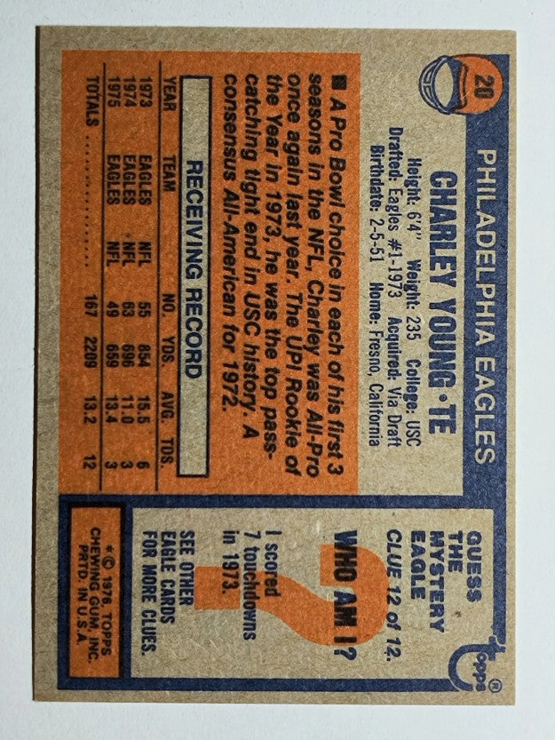 1976 Topps #20 Charle Young (MINT)