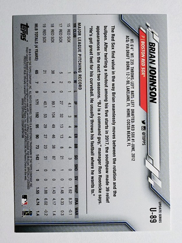 2020 Topps Update #U89 Brian Johnson