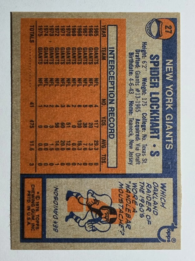 1976 Topps #27 Spider Lockhart (EXMT)