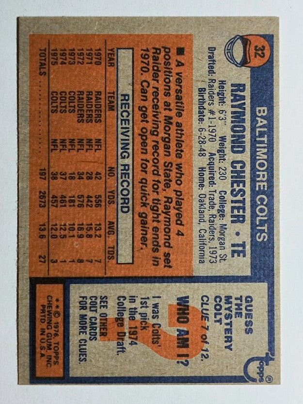 1976 Topps #32 Raymond Chester (NM)