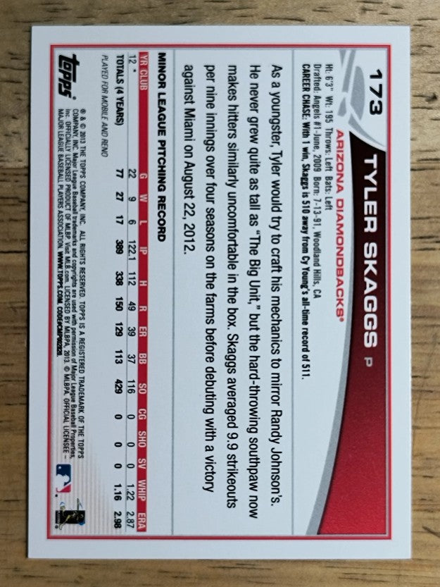 2013 Topps #173 Tyler Skaggs RC