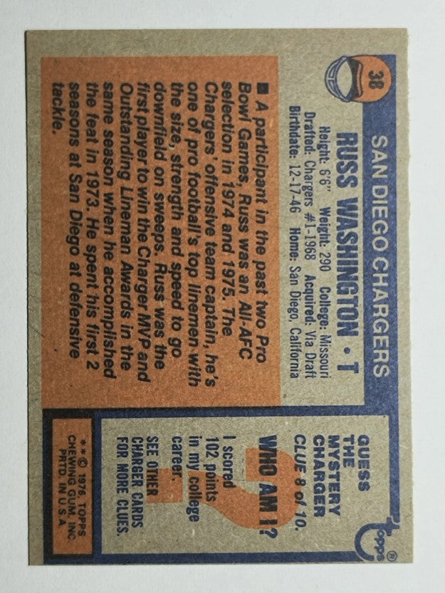 1976 Topps #38 Russ Washington (EXMT)