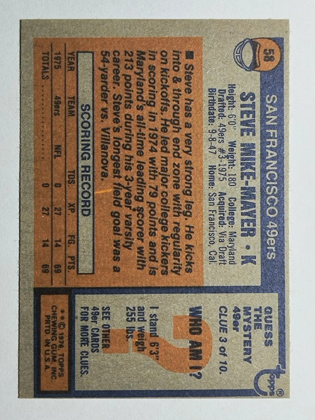 1976 Topps #58 Steve Mike-Mayer RC (EXMT)