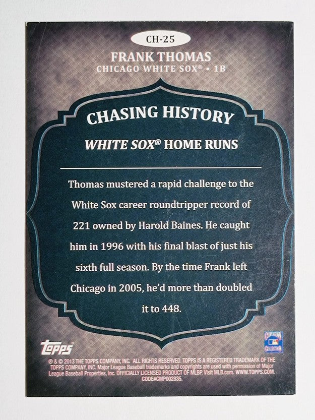 2013 Topps Chasing History #CH25 Frank Thomas