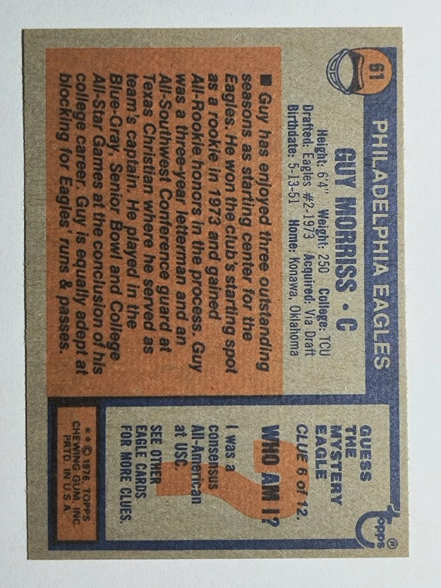 1976 Topps #61 Guy Morriss (NMMT)