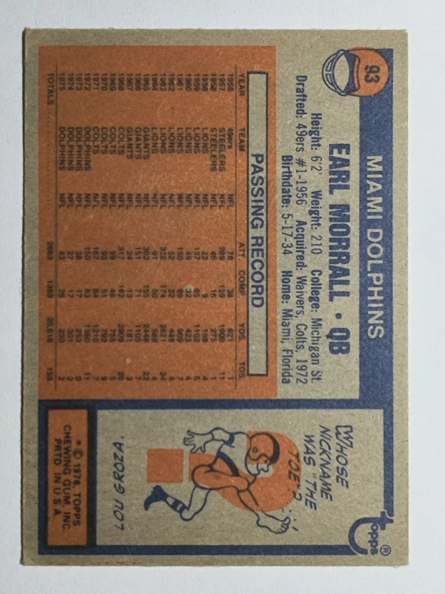 1976 Topps #93 Earl Morrall (VG)