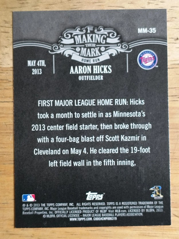 2013 Topps Making Their Mark #MM35 Aaron Hicks