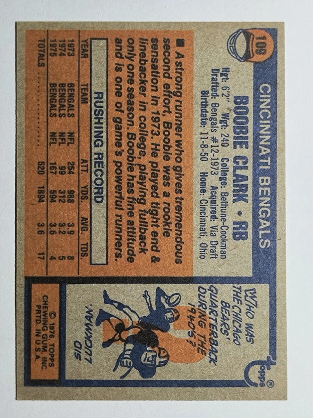 1976 Topps #109 Boobie Clark (VGEX)