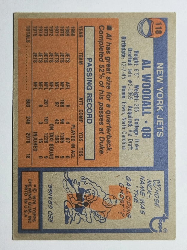 1976 Topps #118 Al Woodall (VGEX)