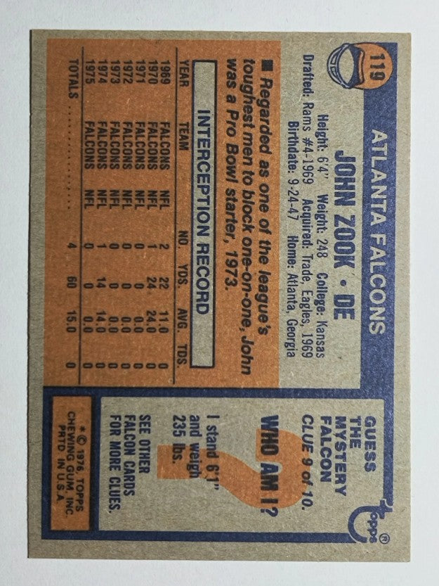 1976 Topps #119 John Zook (NM)