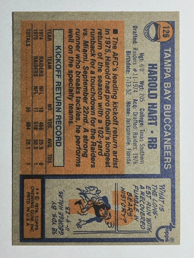 1976 Topps #126 Harold Hart RC (NM)