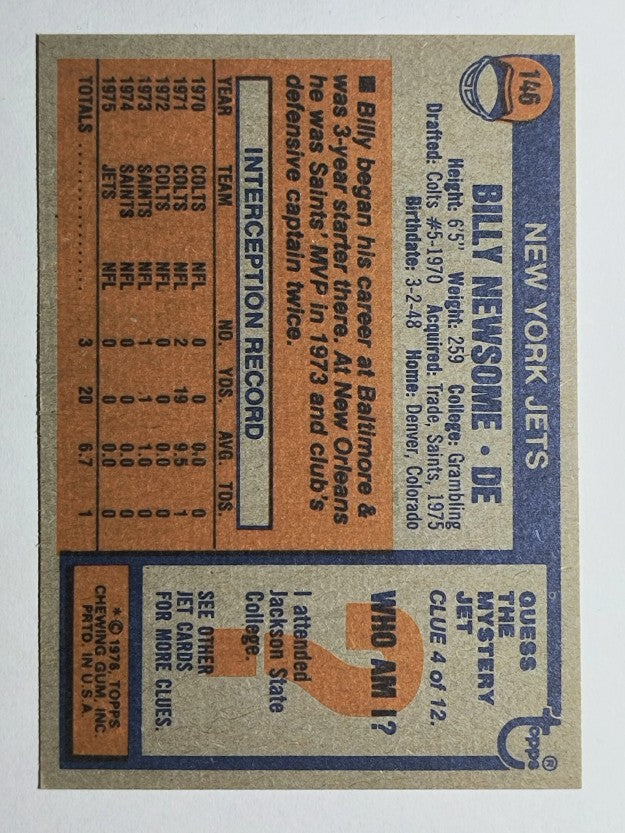 1976 Topps #146 Billy Newsome (NMMT)