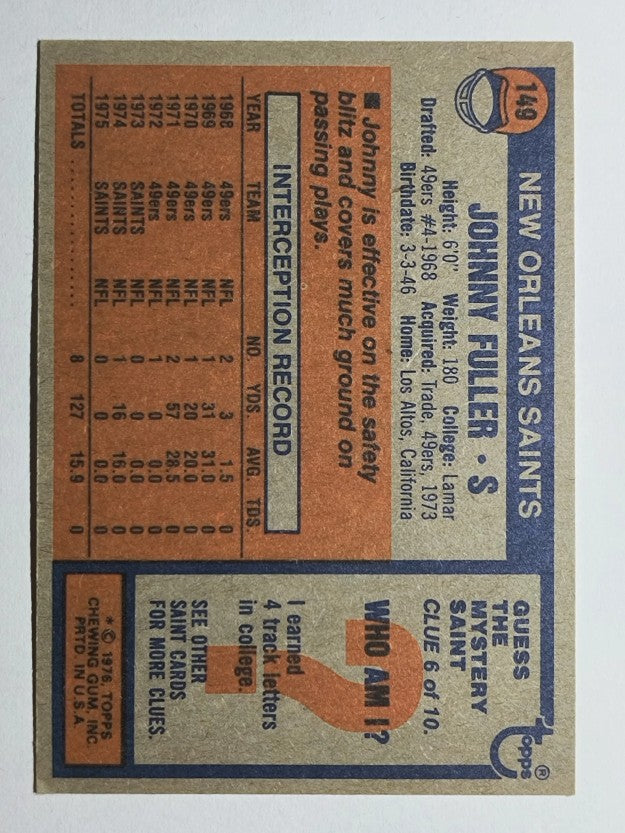 1976 Topps #149 Johnny Fuller (VGEX)