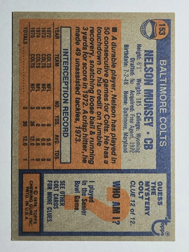 1976 Topps #153 Nelson Munsey RC (EXMT)