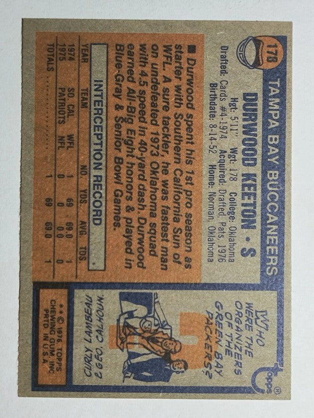 1976 Topps #178 Durwood Keeton RC (NMMT)