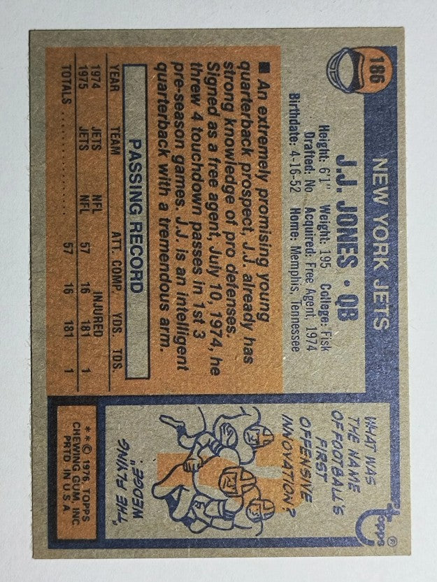 1976 Topps #186 J.J. Jones RC (NM)