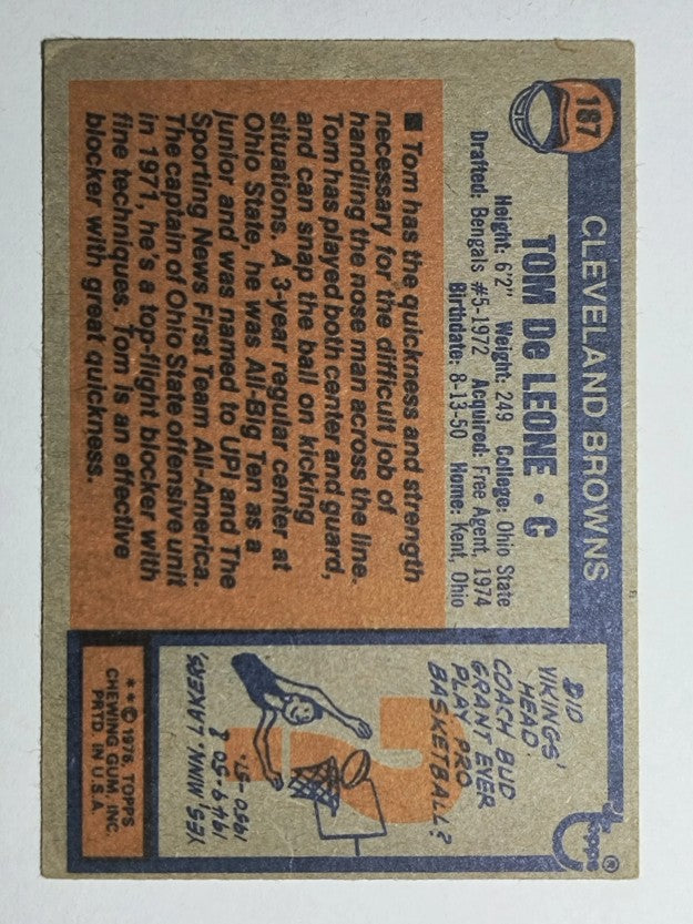 1976 Topps #187 Tom DeLeone RC (VG)