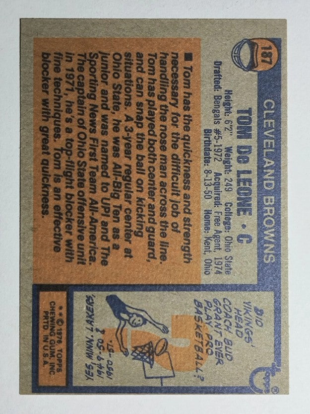 1976 Topps #187 Tom DeLeone RC (EXMT)