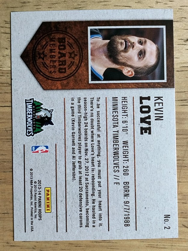 2013-14 Hoops Board Members #2 Kevin Love
