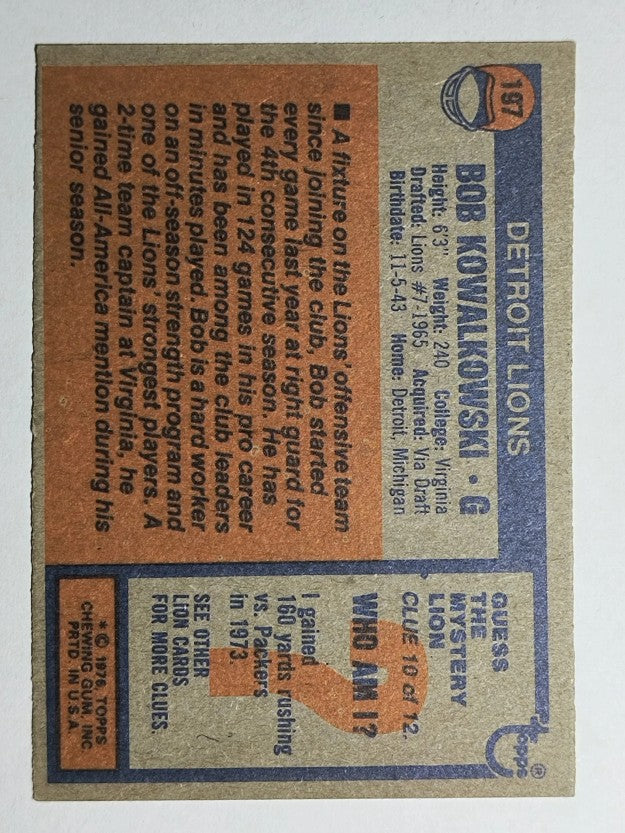 1976 Topps #197 Bob Kowalkowski (EXMT)