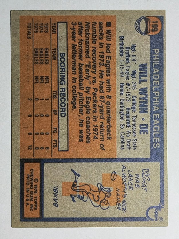 1976 Topps #199 Will Wynn RC (EXMT)