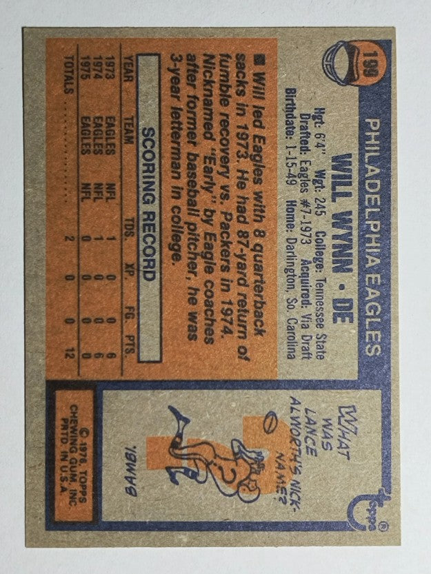 1976 Topps #199 Will Wynn RC (NMMT)