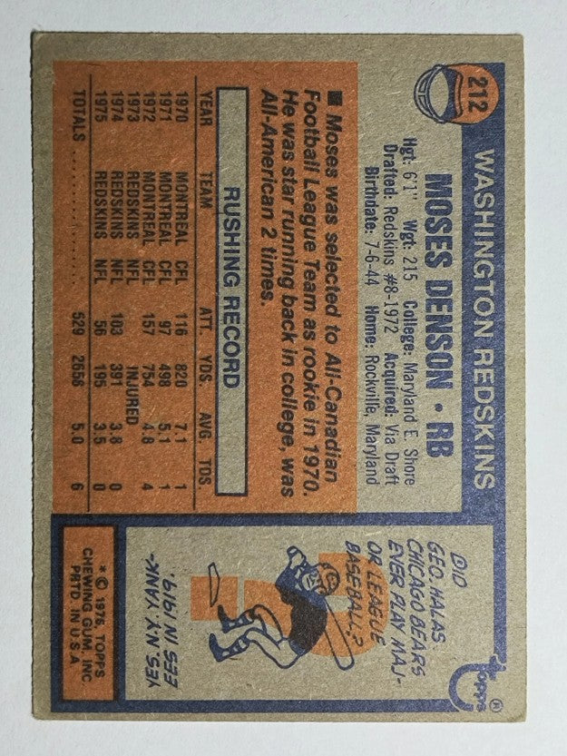 1976 Topps #212 Moses Denson (VG)
