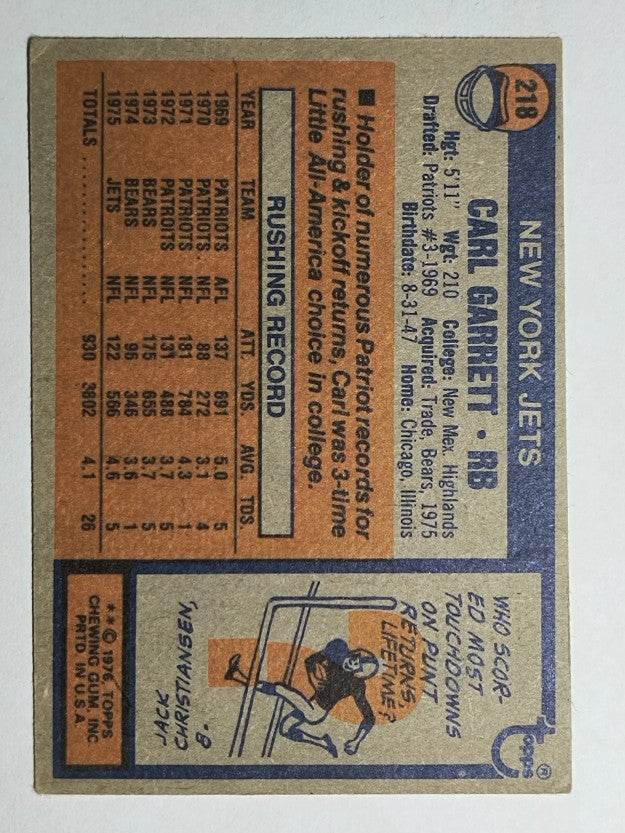 1976 Topps #218 Carl Garrett (VG)