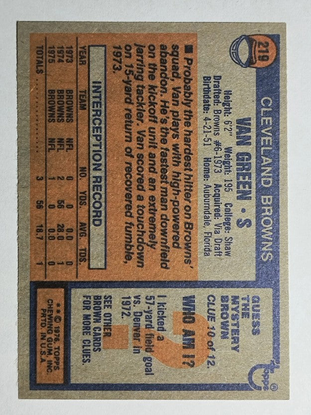 1976 Topps #219 Van Green RC (EXMT)