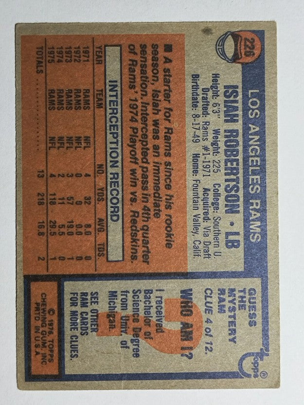 1976 Topps #226 Isiah Robertson (VGEX)