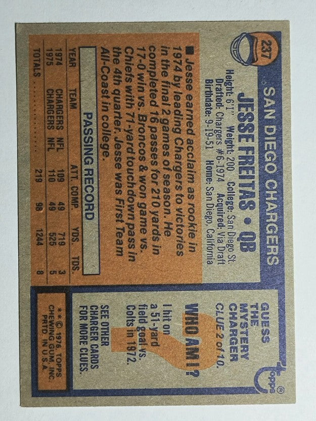 1976 Topps #237 Jesse Freitas (EXMT)