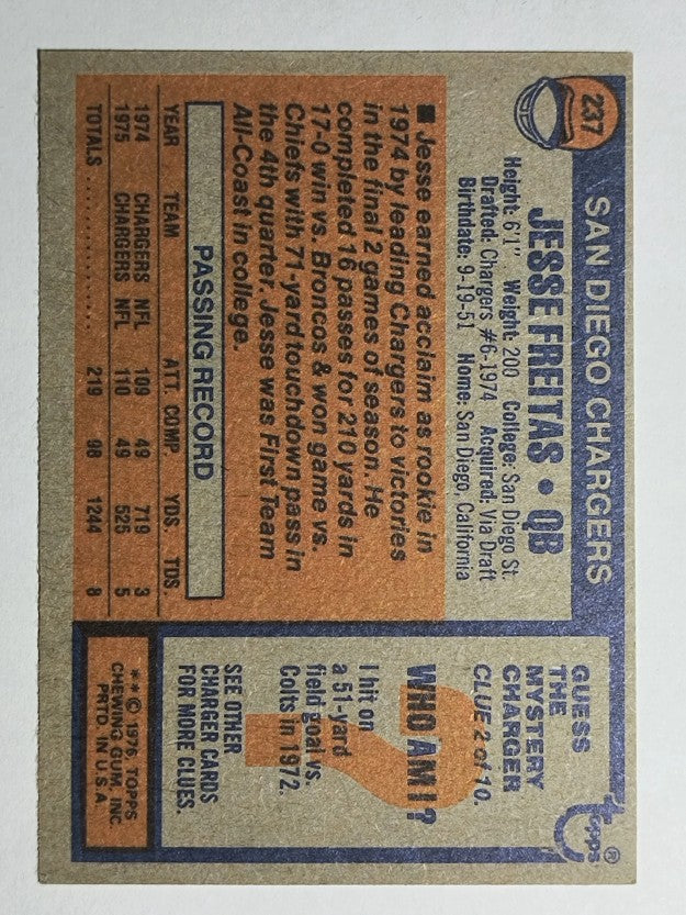 1976 Topps #237 Jesse Freitas (NMMT)
