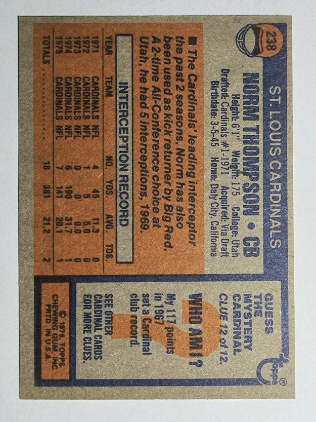 1976 Topps #238 Norm Thompson (NM)
