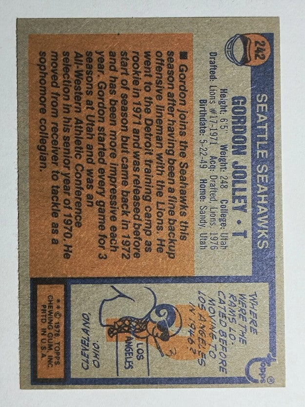 1976 Topps #242 Gordon Jolley RC (NM)
