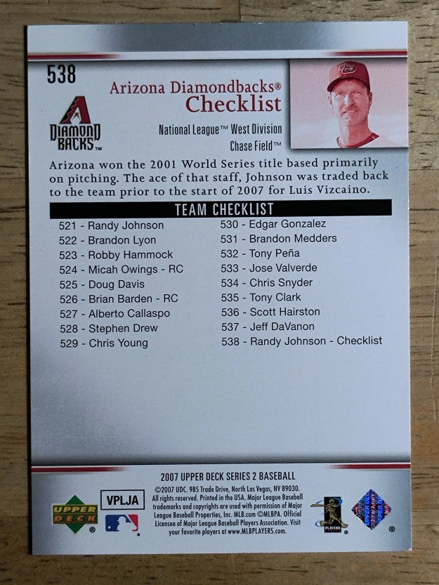 2007 Upper Deck #538 Randy Johnson CL