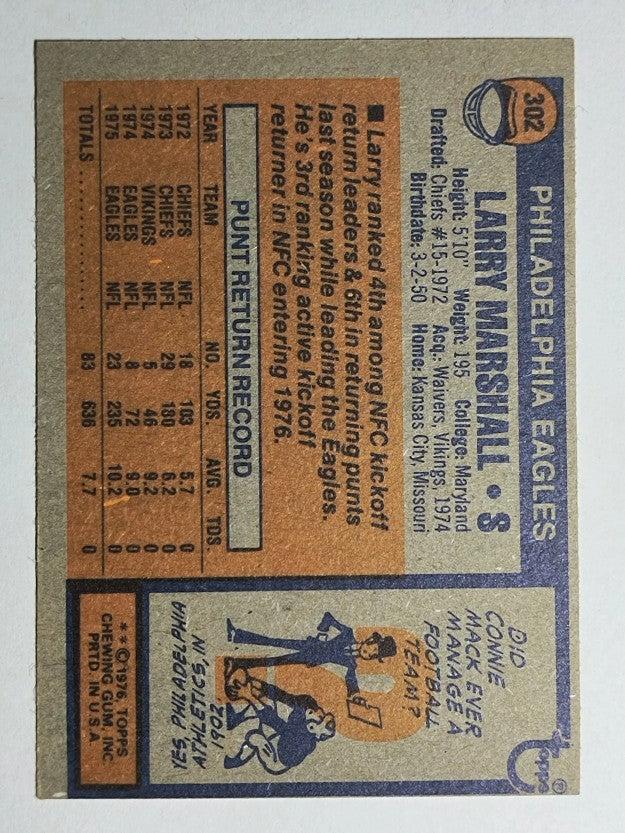 1976 Topps #302 Larry Marshall RC (EXMT)