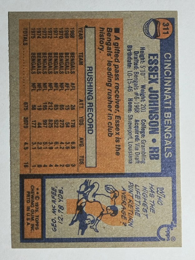1976 Topps #311 Essex Johnson (NM)