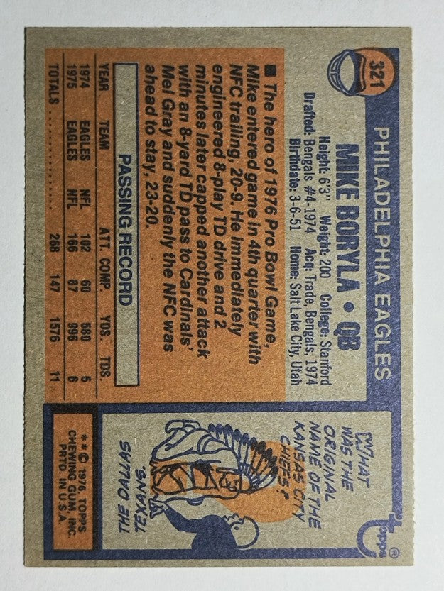 1976 Topps #321 Mike Boryla (NM)