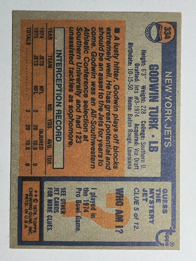 1976 Topps #334 Godwin Turk RC (NM)
